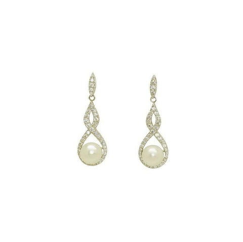 Lido Pearls Cubic Zirconia and Freshwater Pearl Drop Earrings KS146E