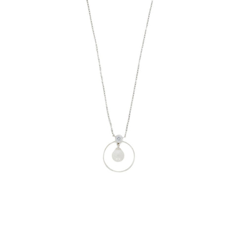 Lido White Freshwater Pearl CZ Pendant and Chain KS150 | H&H