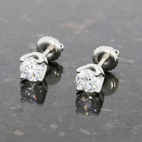 9ct White Gold 1.00cts Lab Grown Diamonds Solitaire Stud Earrings
