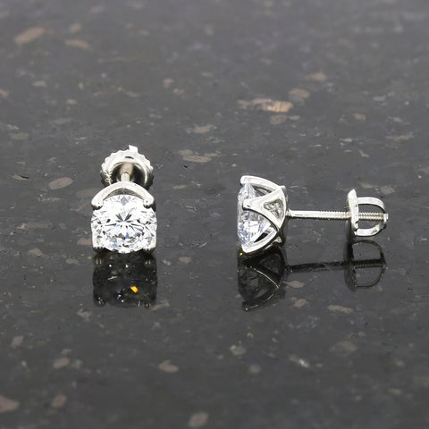 9ct White Gold 2.00cts Lab Grown Diamonds Solitaire Stud Earrings