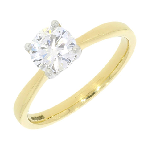 18ct Gold 1.00ct Brilliant Cut Lab Grown Diamond Solitaire Ring D VS1 | H&H