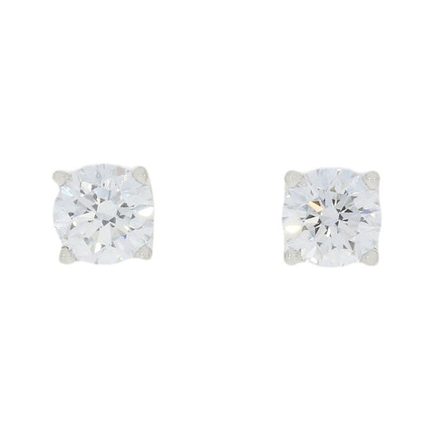 9ct White Gold 1.00cts Lab Grown Diamond Solitaire Stud Earrings