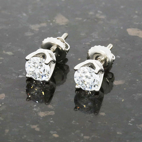 9ct White Gold 1.00cts Lab Grown Diamond Solitaire Stud Earrings