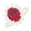 9ct Gold Lab Grown Ruby and Diamond Cluster Ring