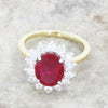 9ct Gold Lab Grown Ruby and Diamond Cluster Ring