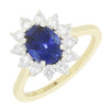 9ct Gold Lab Grown Sapphire and Diamond Cluster Ring