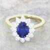 9ct Gold Lab Grown Sapphire and Diamond Cluster Ring