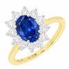 9ct Gold Lab Grown Sapphire and Diamond Cluster Ring