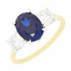 18ct Gold Lab Grown Sapphire and Diamond Three stone Ring