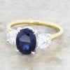 18ct Gold Lab Grown Sapphire and Diamond Three stone Ring