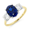 18ct Gold Lab Grown Sapphire and Diamond Three stone Ring