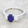Platinum Lab Grown Sapphire and Diamond Three stone Ring