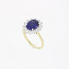 9ct Gold Lab Grown 3.05ct Sapphire and 0.83cts Diamond Cluster Ring | H&H