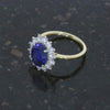 9ct Gold Lab Grown 3.05ct Sapphire and 0.83cts Diamond Cluster Ring | H&H