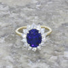 9ct Gold Lab Grown 3.05ct Sapphire and 0.83cts Diamond Cluster Ring | H&H