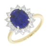 9ct Gold Lab Grown 3.05ct Sapphire and 0.83cts Diamond Cluster Ring | H&H