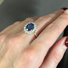 9ct Gold Lab Grown 3.05ct Sapphire and 0.83cts Diamond Cluster Ring