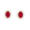 9ct Gold Lab Grown Ruby and Diamond Cluster Stud Earrings