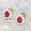 9ct Gold Lab Grown Ruby and Diamond Cluster Stud Earrings