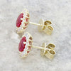 9ct Gold Lab Grown Ruby and Diamond Cluster Stud Earrings