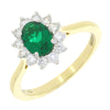 9ct Gold Lab Grown 0.71ct Emerald and 0.36ct Diamond Cluster Ring | H&H