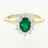 9ct Gold Lab Grown 0.71ct Emerald and 0.36ct Diamond Cluster Ring | H&H