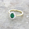 9ct Gold Lab Grown 0.71ct Emerald and 0.36ct Diamond Cluster Ring | H&H