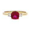 9ct Gold Lab Grown Ruby and 0.17cts Brilliant Cut Diamond Three Stone Ring LGD133