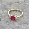 9ct Gold Lab Grown Ruby and 0.17cts Brilliant Cut Diamond Three Stone Ring LGD133