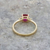 9ct Gold Lab Grown Ruby and 0.17cts Brilliant Cut Diamond Three Stone Ring LGD133