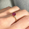 9ct Gold Lab Grown Ruby and 0.17cts Brilliant Cut Diamond Three Stone Ring LGD133