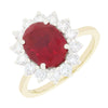 9ct Gold Lab Grown 3.43ct Ruby and 0.84ct Diamond Cluster Ring