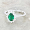 9ct White Gold Lab Grown 0.71ct Emerald and 0.36ct Diamond Cluster Ring