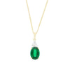 9ct Gold Lab Grown Emerald and Lab Grown Diamond Pendant and Chain