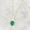 9ct Gold Lab Grown Emerald and Lab Grown Diamond Pendant and Chain