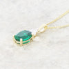 9ct Gold Lab Grown Emerald and Lab Grown Diamond Pendant and Chain