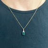 9ct Gold Lab Grown Emerald and Lab Grown Diamond Pendant and Chain