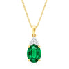 9ct Gold Lab Grown Emerald and Lab Grown Diamond Pendant and Chain