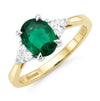 9ct Gold Lab Grown Emerald and Diamond Three Stone Ring LGD173