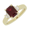 9ct Gold Lab Grown Ruby and Diamond Three Stone Ring LGD174