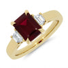 9ct Gold Lab Grown Ruby and Diamond Three Stone Ring LGD174