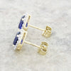 9ct Gold Lab Grown Sapphire and Diamond Cluster Stud Earrings LGD185