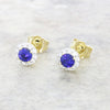 9ct Gold Lab Grown Sapphire and Diamond Halo Stud Earrings LGD186