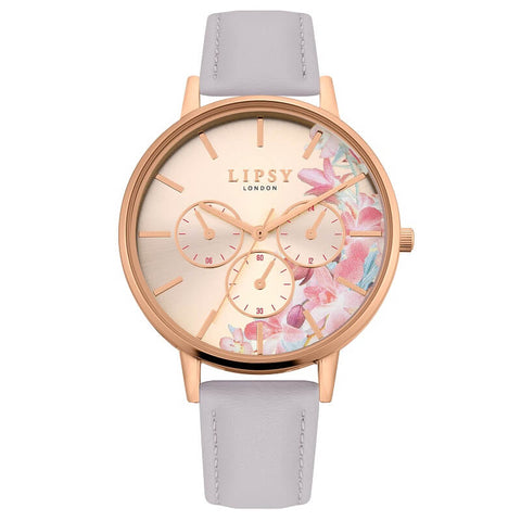 Lipsy Floral Dial Grey Strap Ladies Watch LP733 | H&H Family Jewellers