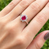 Pre Owned 18ct White Gold Ruby and 0.35cts Natural Diamond Cluster Ring CH1360