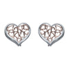 Unique & Co Sterling Silver and Rose Heart Earrings ME-817RG