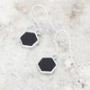 Unique & Co Sterling Silver Black Stone Drop Earrings ME-889