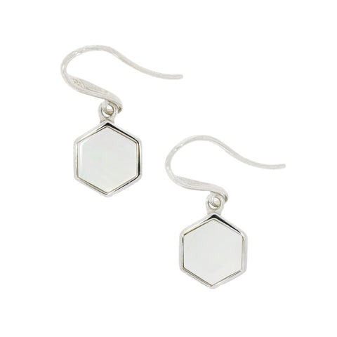 Unique & Co Sterling Silver Mother of Pearl Drop Earrings ME-890