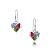 Shrieking Violet Real Flower Silver Heart Drop Earrings ME09