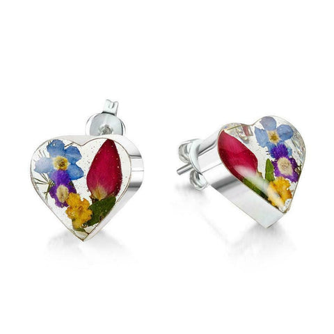 Shrieking Violet Real Flower Heart Stud Earrings ME20